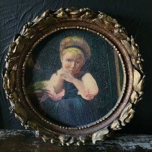 Vintage Artinini Etched Engraving in Gilded Frame, Innocence, by Artini Art Inc